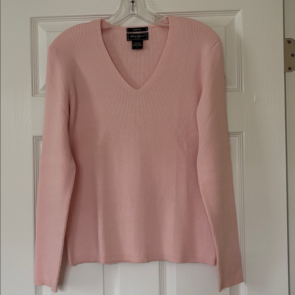 Eddie Bauer Soft Pink V-Neck Sweater